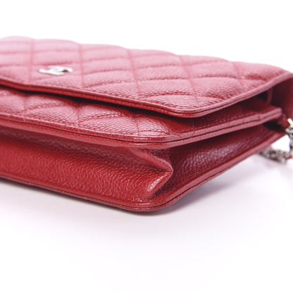 Chanel Iridescent Caviar Quilted Wallet On Chain WOC Red 10 of 11