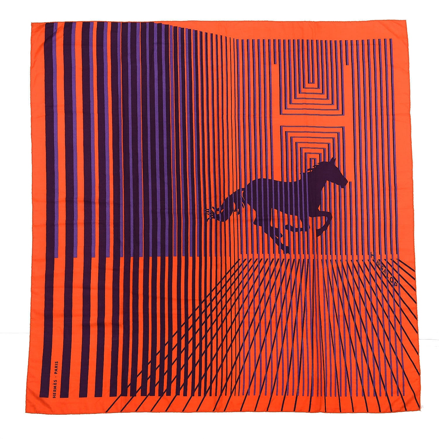 Hermes Cashmere Silk H Au Galop Shawl 140 Vermillon Violet 1 of 5