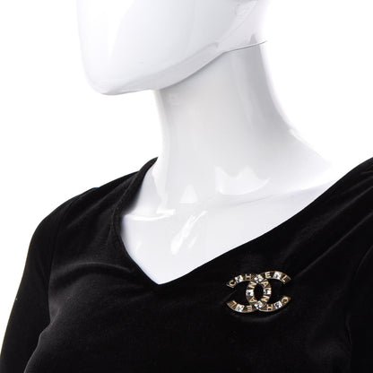 Chanel Crystal Baguette CC Brooch Gold 2 of 5