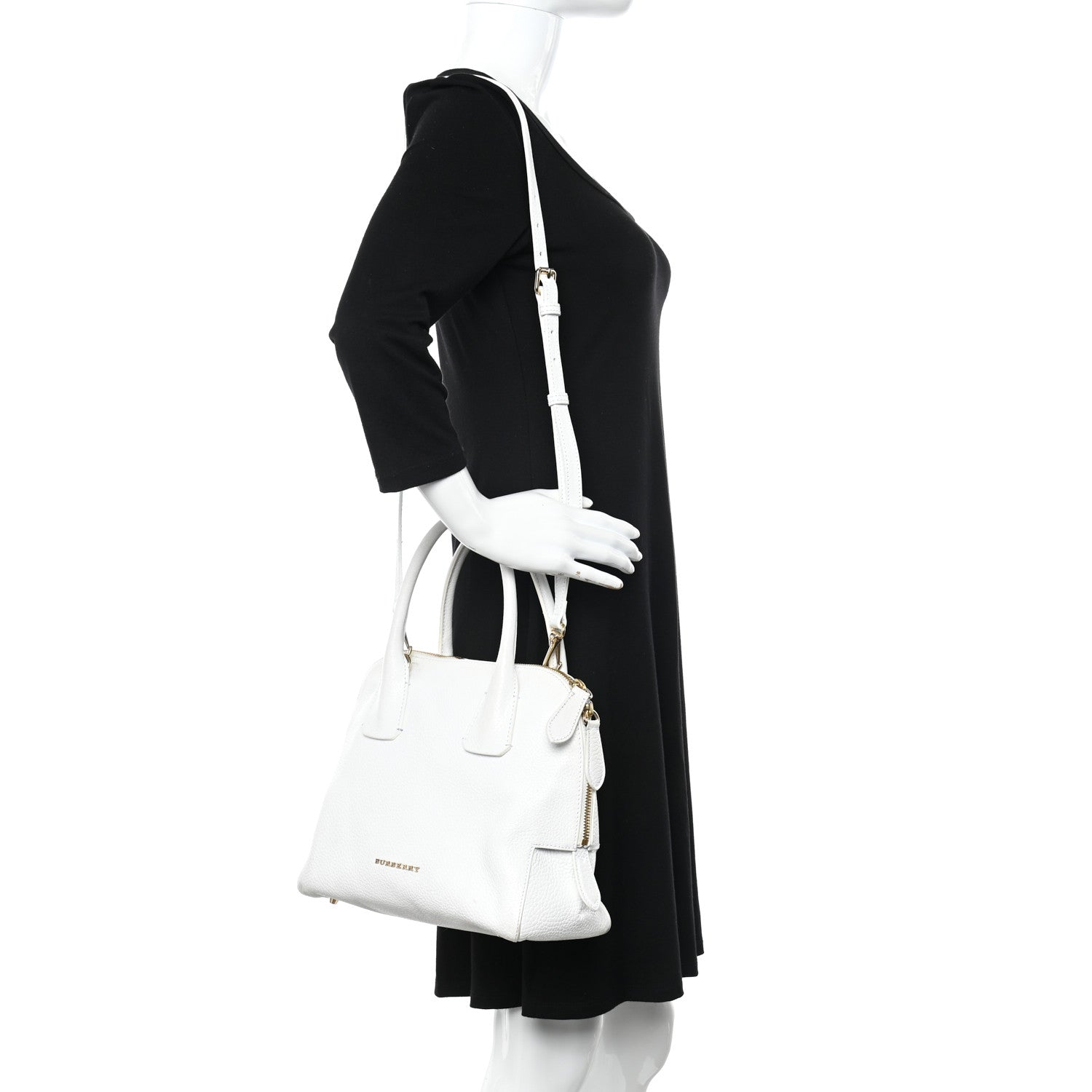 Burberry London Grainy Calfskin Small Greenwood Bowling Bag White 2 of 22