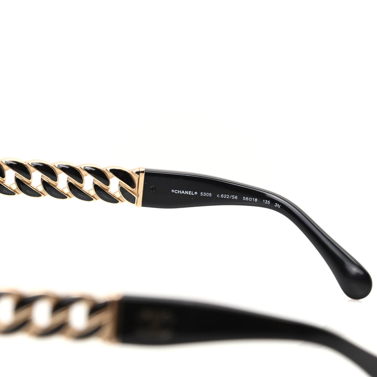 Acetate Metal Chain Square Sunglasses 5305 Black