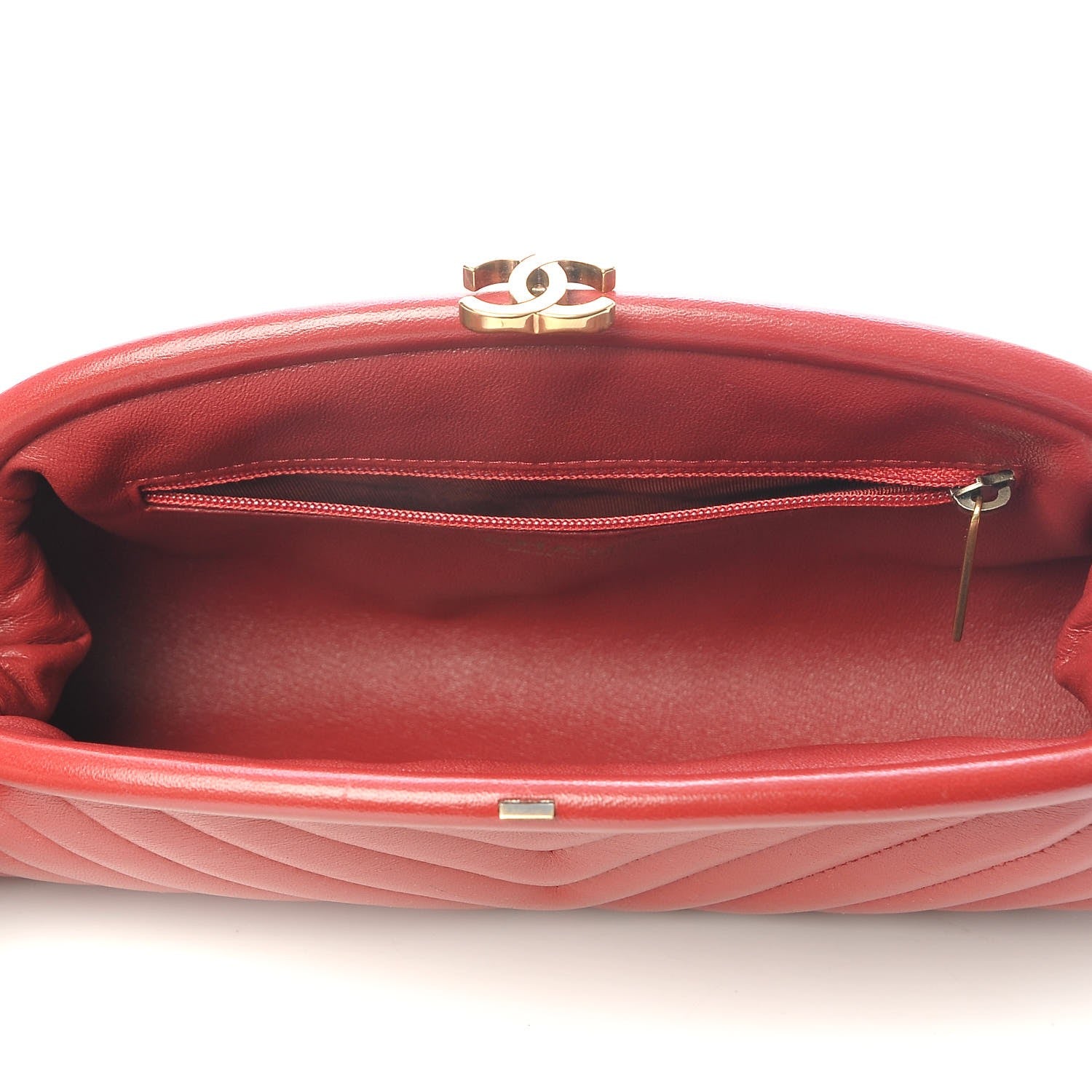 Chanel Lambskin Chevron Quilted Timeless Clutch Red 5 of 7