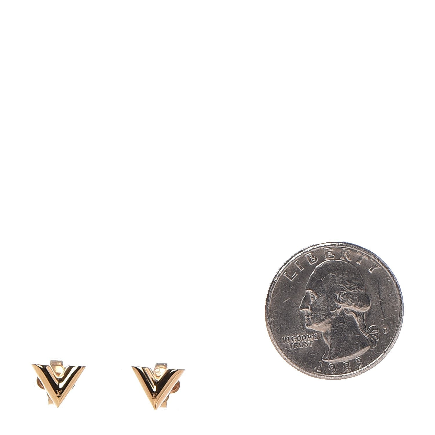 Louis Vuitton Brass Essential V Stud Earrings Gold 2 of 9