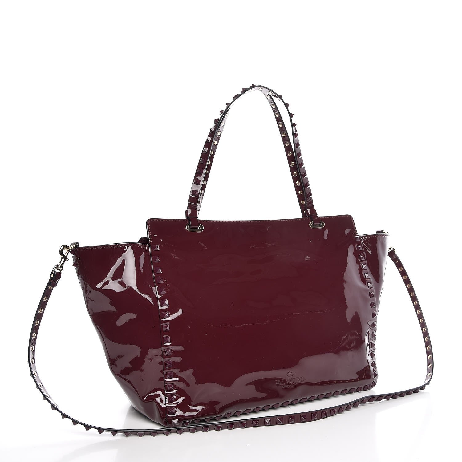 Valentino Garavani Patent Medium Rockstud Tote Rubin 4 of 8