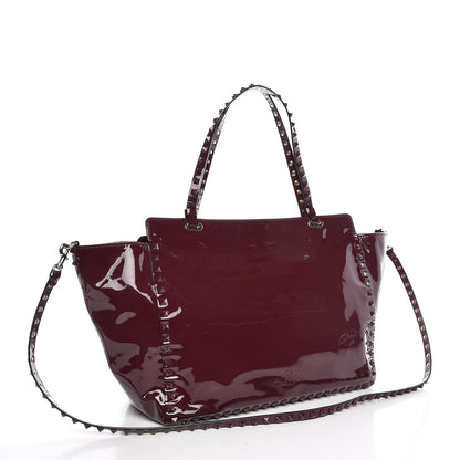 Valentino Garavani Patent Medium Rockstud Tote Rubin 4 of 8