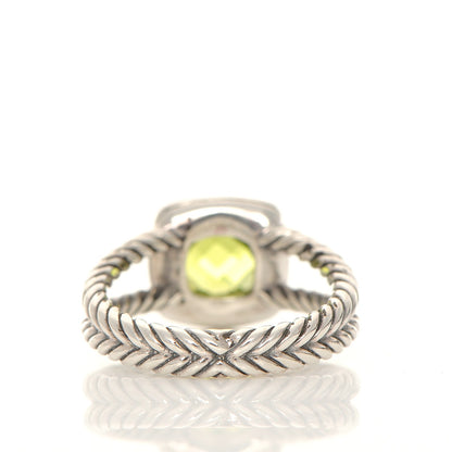 David Yurman Sterling Silver Diamond Peridot 7mm Petite Albion Ring 55 7.25 4 of 5
