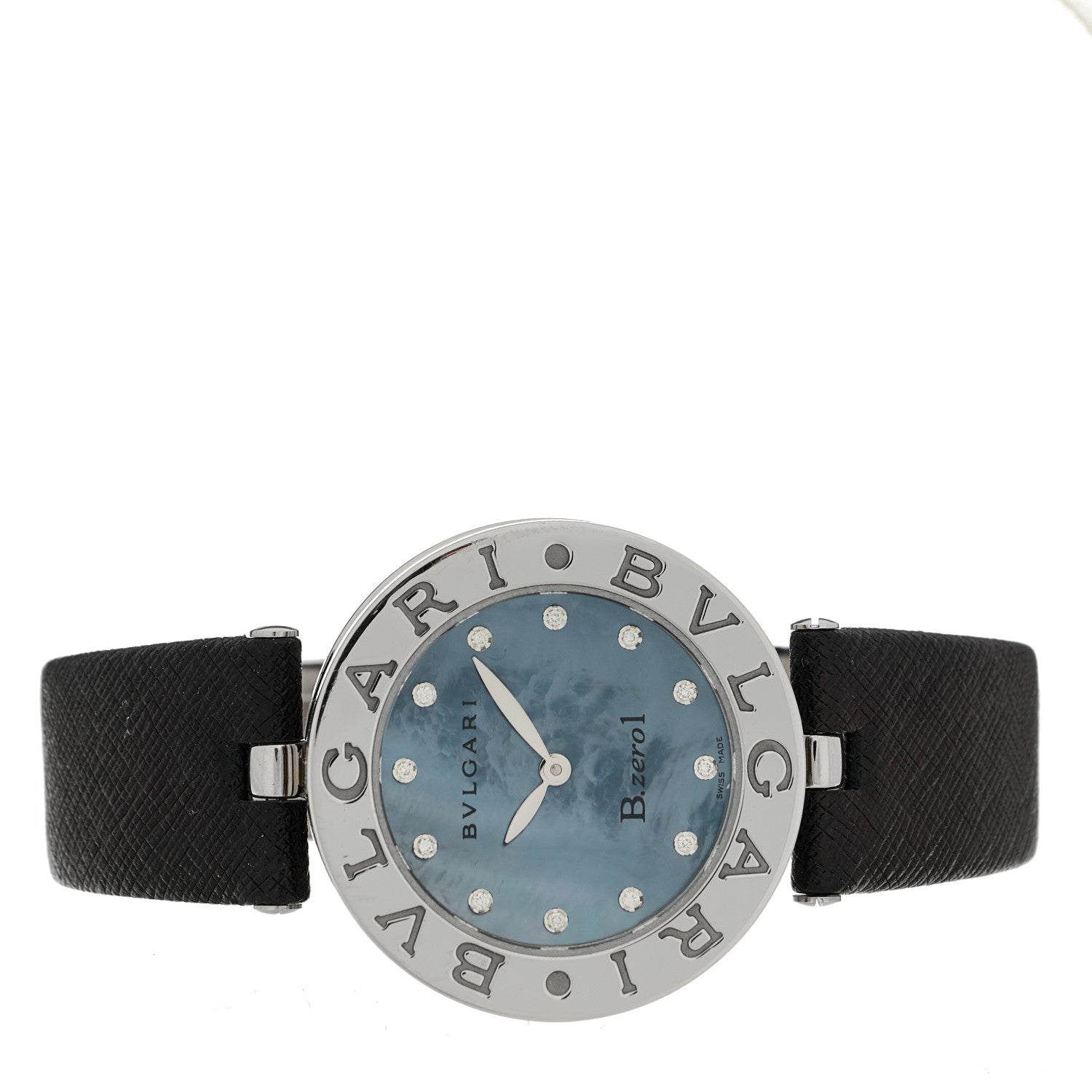 Bulgari Stainless Steel Calfskin Diamond Blue Mother of Pearl 30mm B.Zero1 Quartz Watch 2 of 4