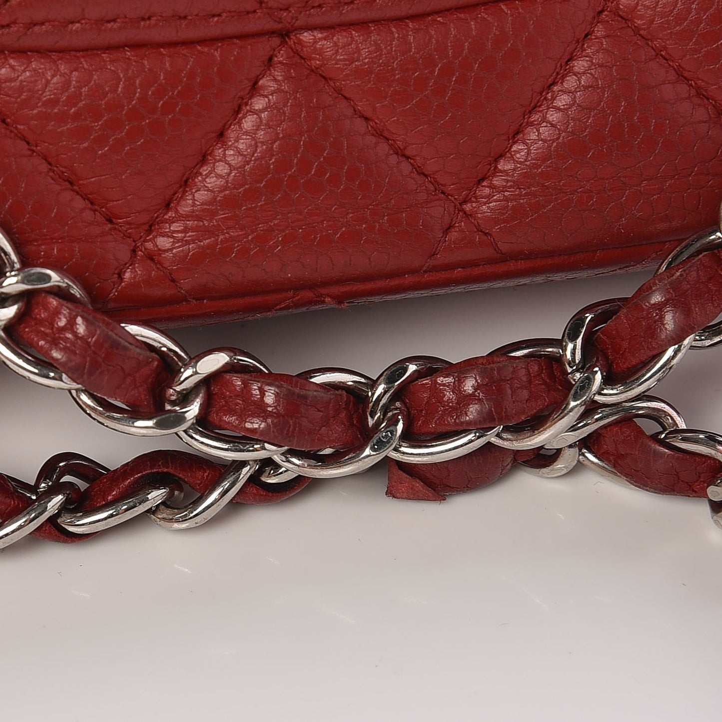 Caviar Quilted Medium Double Flap Red