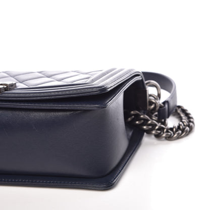 Chanel Calfskin Quilted Medium Boy Flap Navy Blue 9 of 11