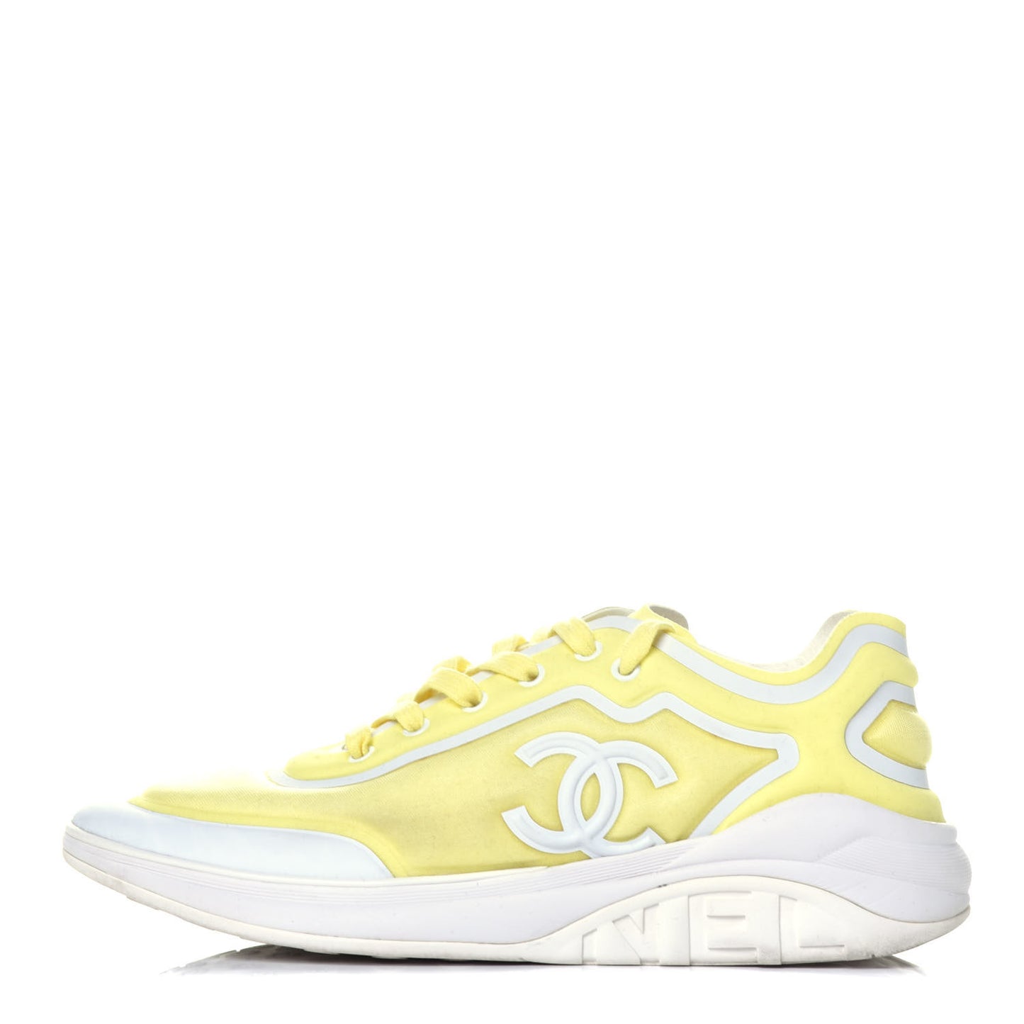 Calfskin Mesh Lycra Logo Sneakers 42 Yellow