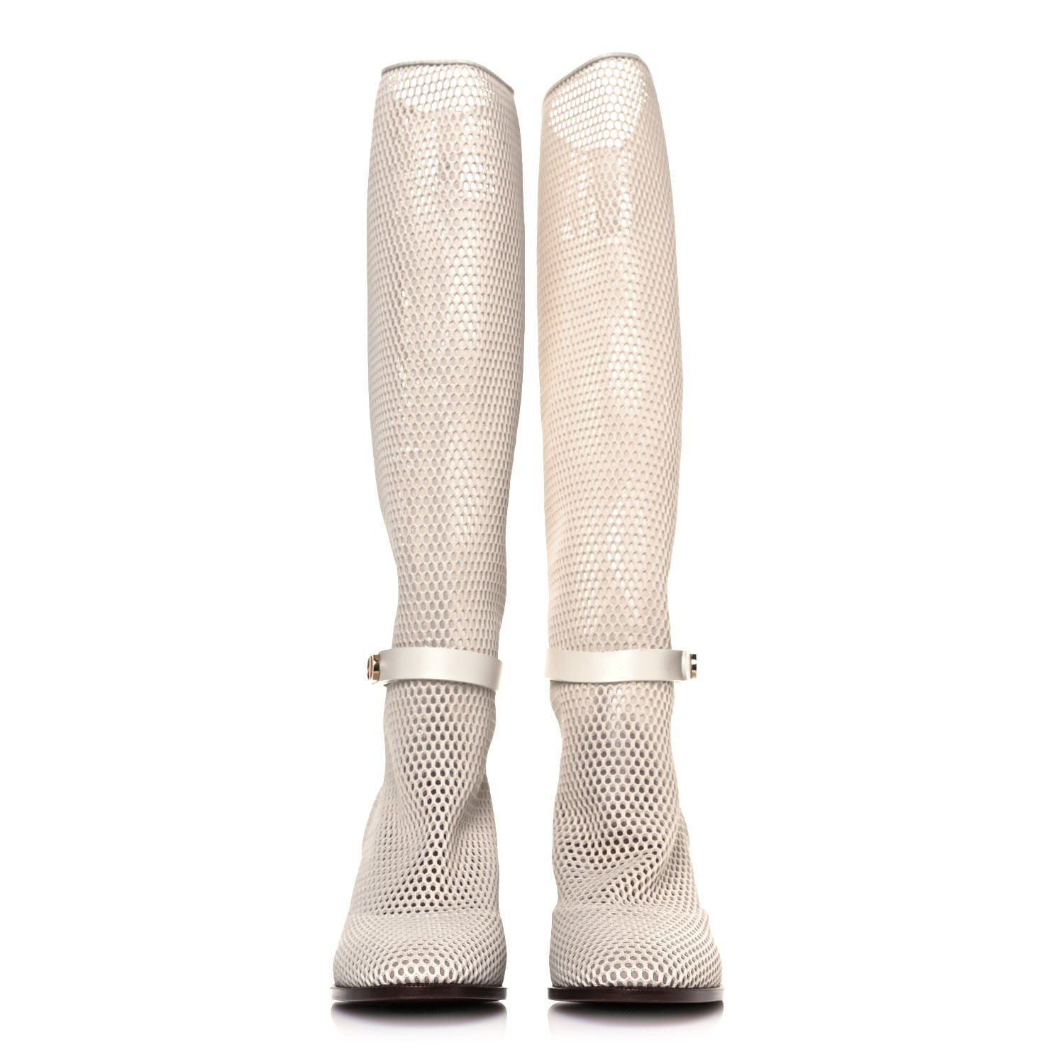 Christian Dior Empriente Mesh Montaigne Knee Boots 37.5 Off White 2 of 7
