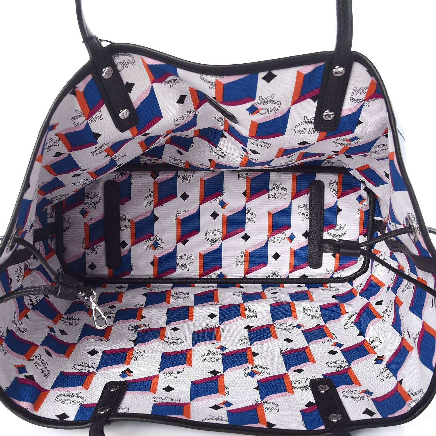 MCM Visetos Reversible Shopper Tote Blue 8 of 16