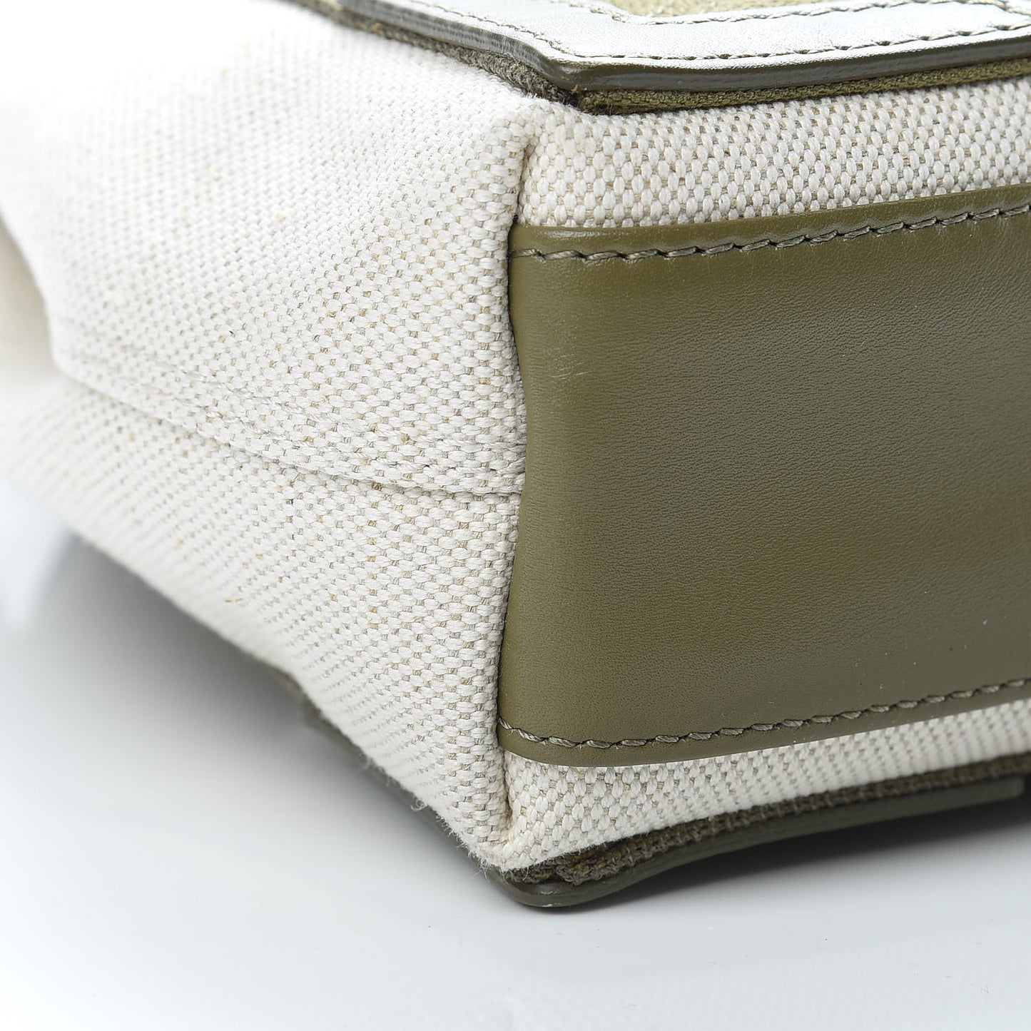 Cotton Canvas Calfskin Navy Cabas XS Natural Green