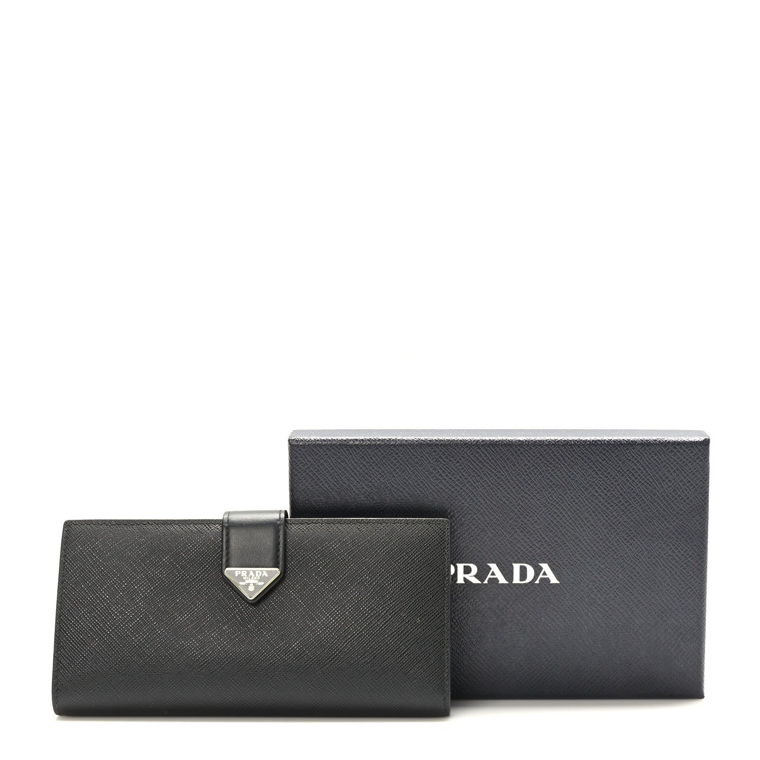 Prada Saffiano Triangle Large Wallet Black 8 of 8