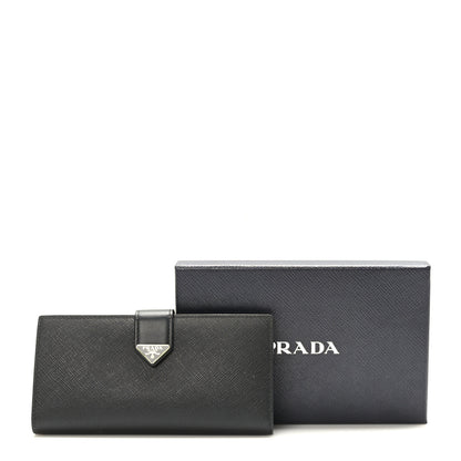 Prada Saffiano Triangle Large Wallet Black 8 of 8