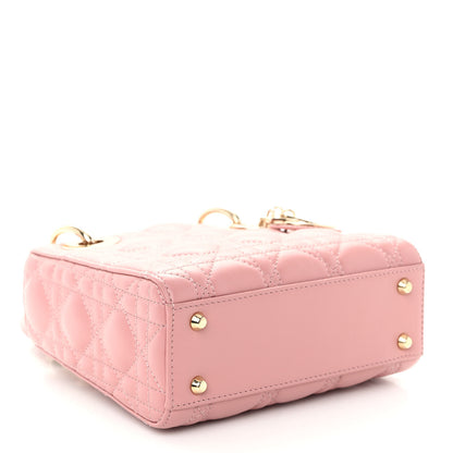 Christian Dior Lambskin Cannage Mini Lady Dior Rose De Vents 4 of 9