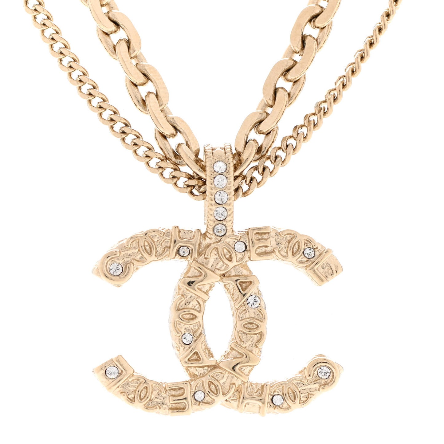Crystal CC Multi Strand Chain Necklace Gold