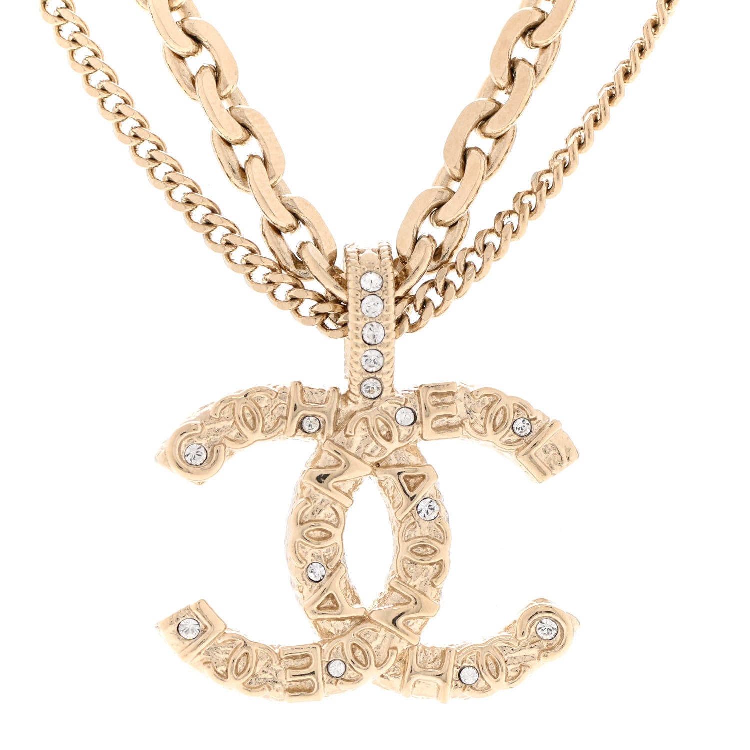 Chanel Crystal CC Multi Strand Chain Necklace Gold 4 of 6