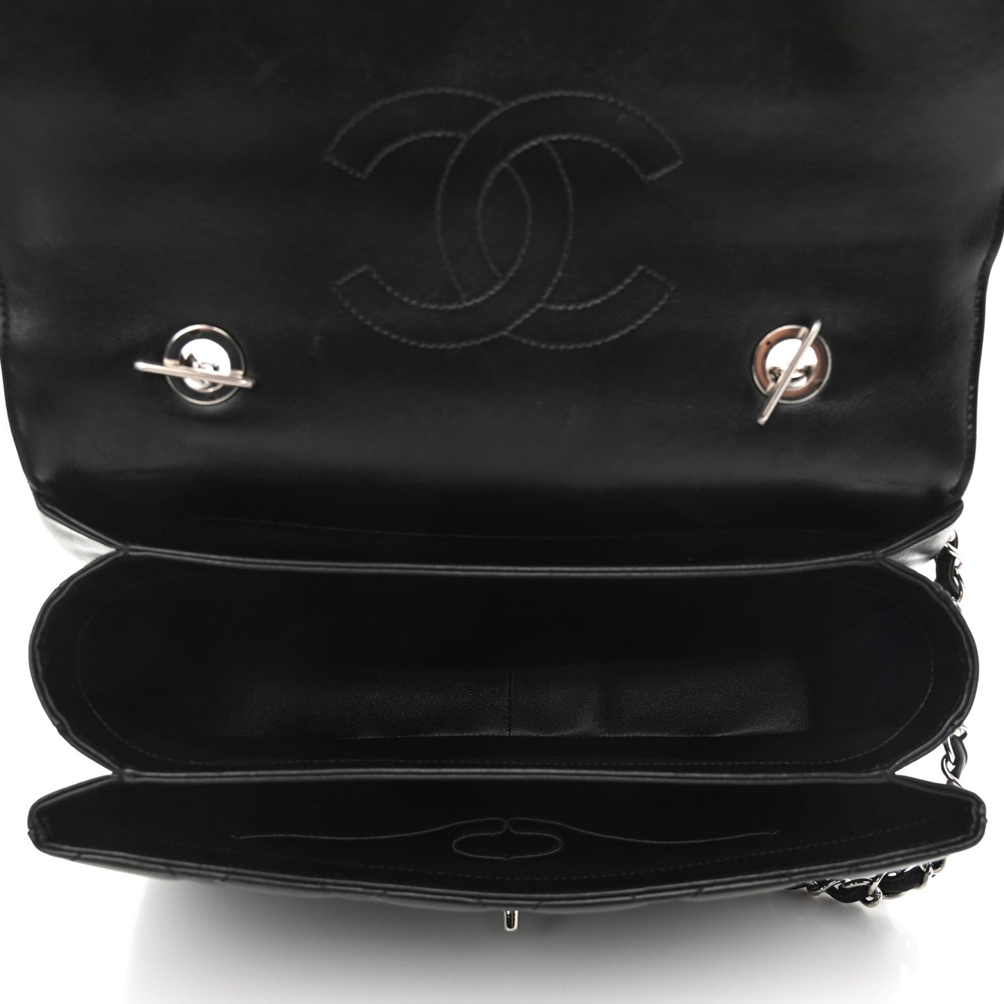 Lambskin Quilted Large Trendy CC Dual Handle Flap Bag Black