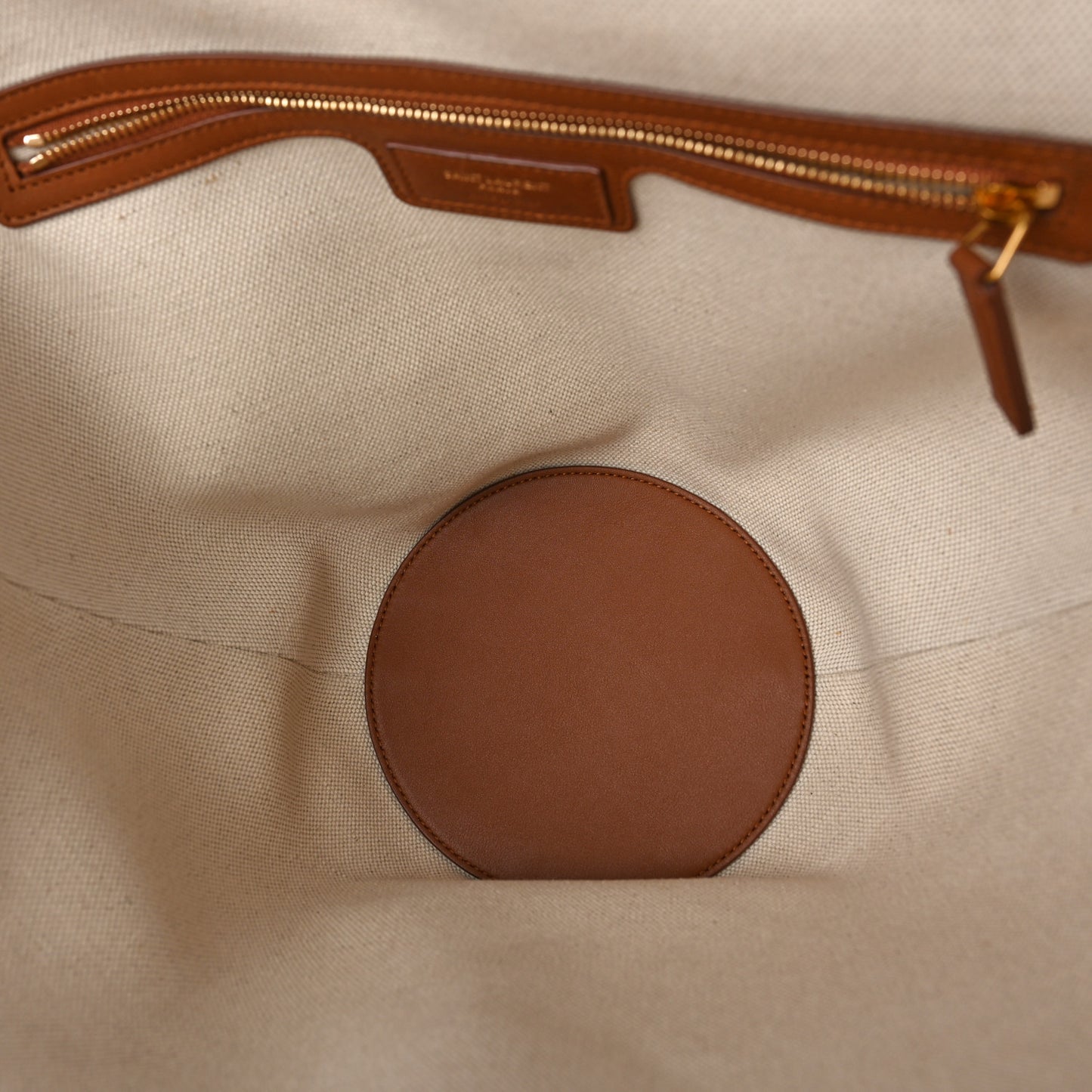 Calfskin Canvas Beatrix Panier Cut Out Tote Grege Brick