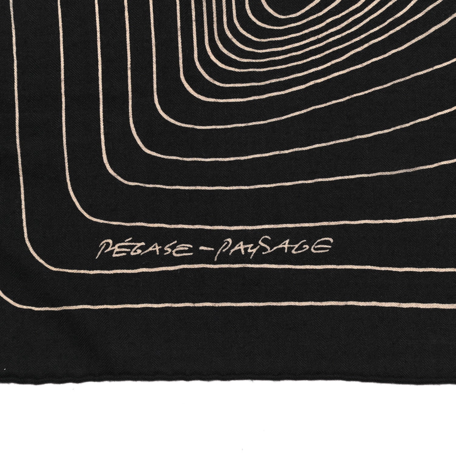 Hermes Cashmere Silk Pegase Paysage Shawl 140 Black Beige 5 of 6