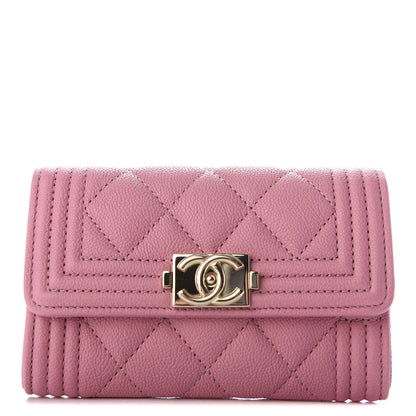 Chanel Caviar Quilted Boy Flap Card Holder Wallet Light Pink 1 of 9