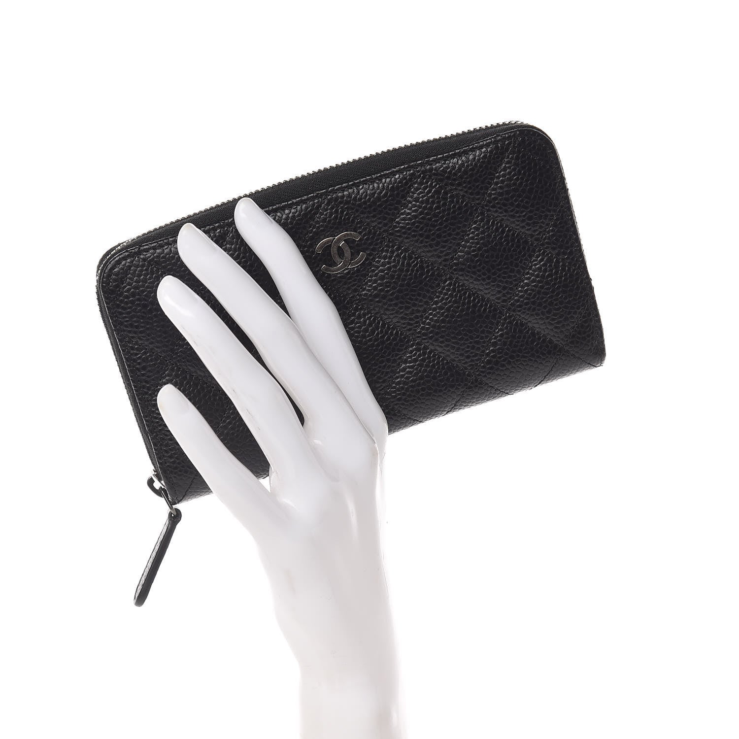 Chanel Caviar Quilted Small Zip Around Wallet Black 2 of 9