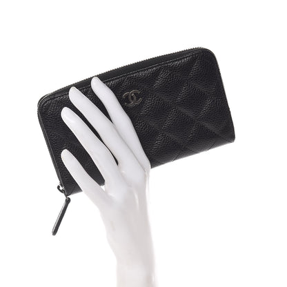 Chanel Caviar Quilted Small Zip Around Wallet Black 2 of 9