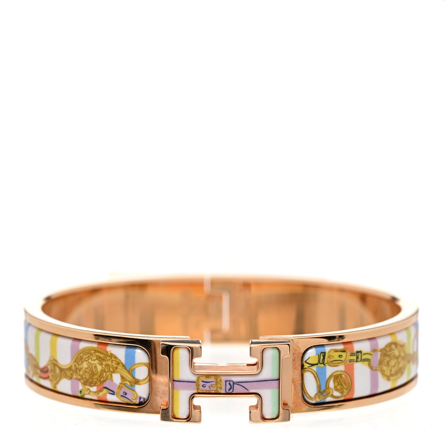 Enamel Printed Brides de Gala Bayadere Narrow Clic Clac H Bracelet PM Pastel Acidulé