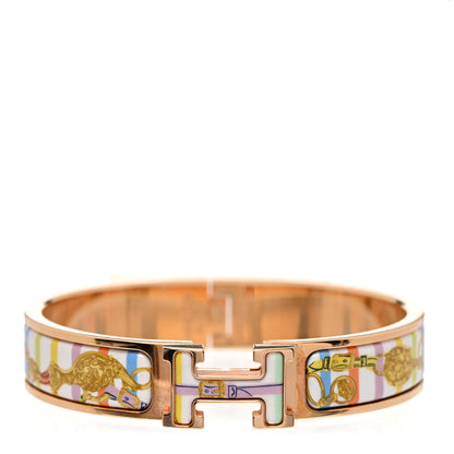 Hermes Enamel Printed Brides de Gala Bayadere Narrow Clic Clac H Bracelet PM Pastel Acidulé 1 of 5