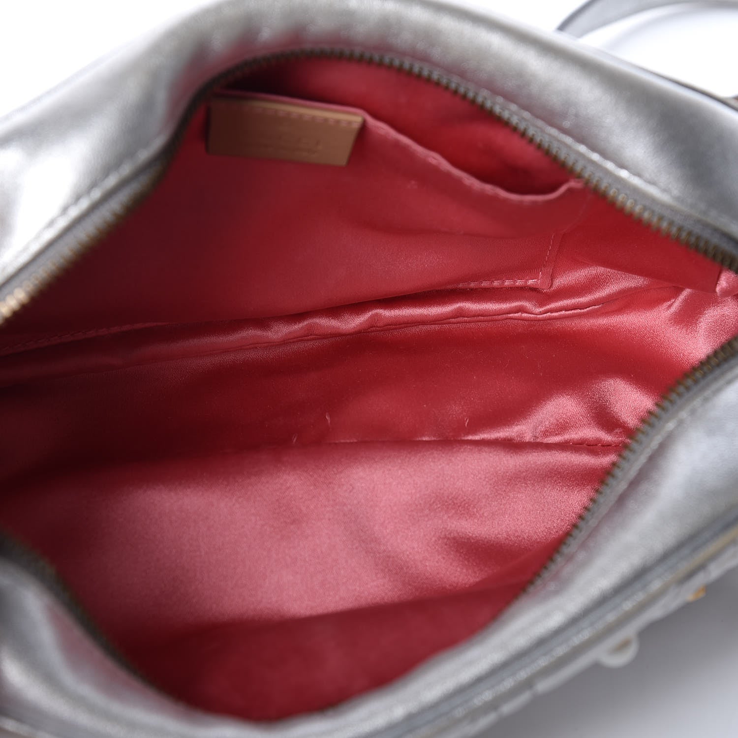 Gucci Metallic Calfskin Matelasse Studded Small Pearly GG Marmont Chain Shoulder Bag Silver 7 of 15