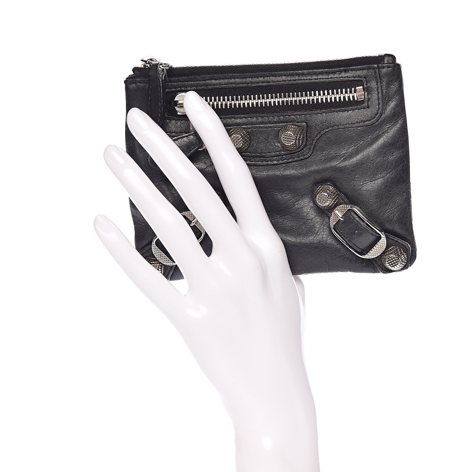 Balenciaga Agneau Giant 12 Silver Hardware M Porte-Monnaie Coin Purse Black 2 of 10