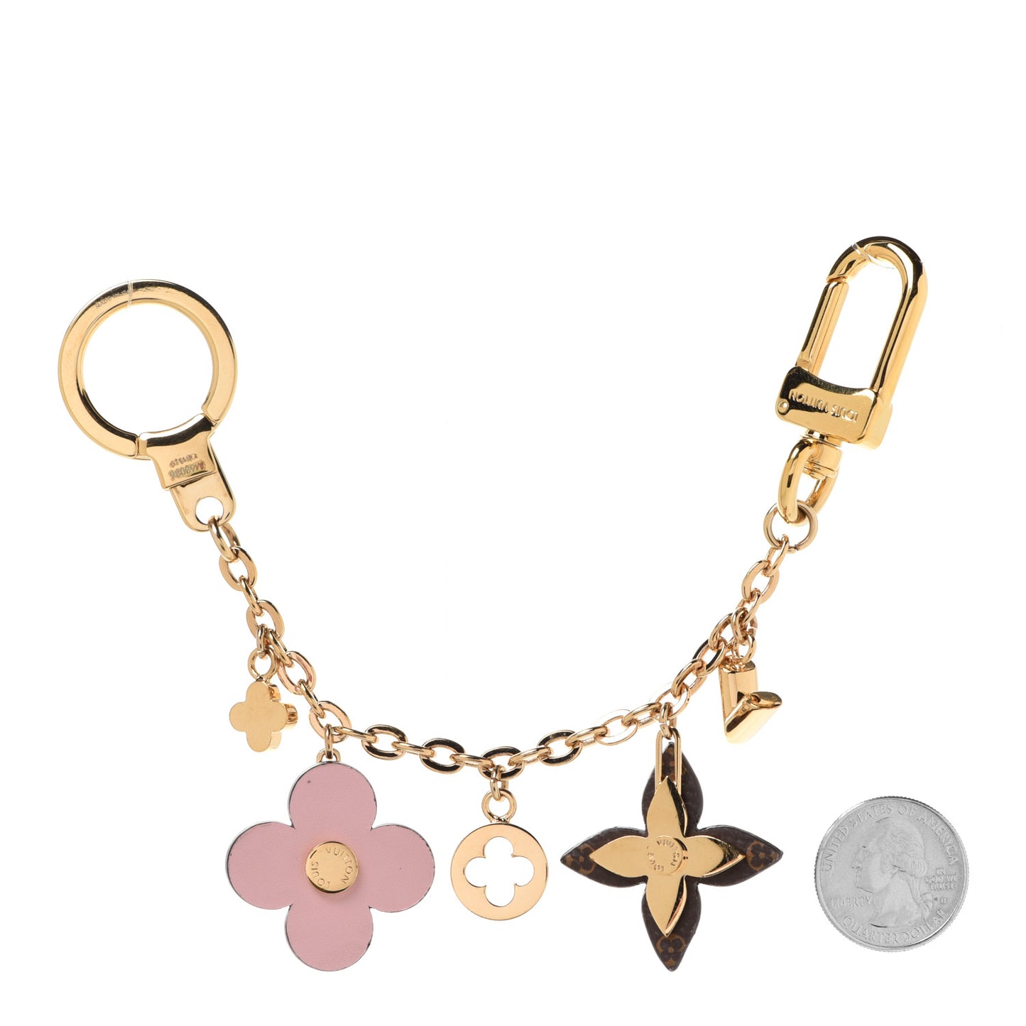 Brass Monogram Blooming Flowers Bag Charm Key Holder Rose Ballerine