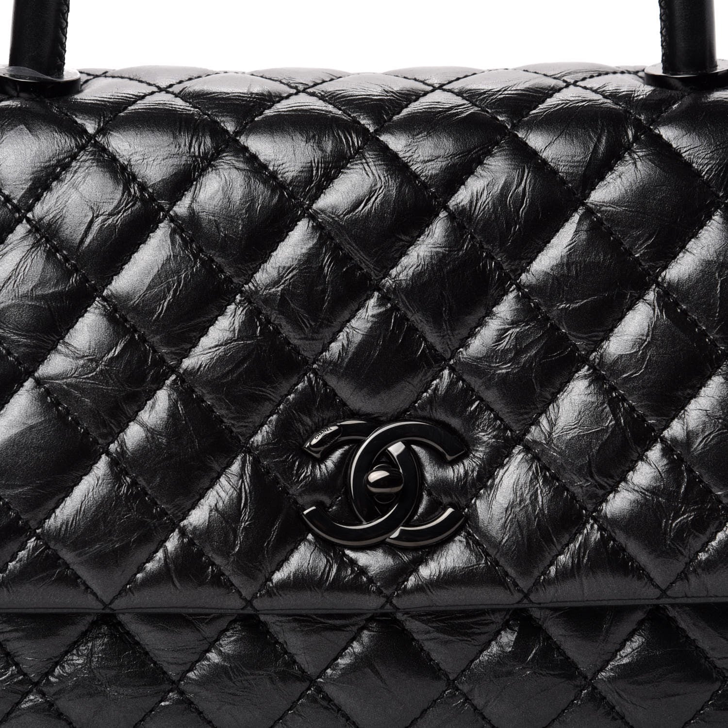 Chanel Aged Calfskin Quilted Small Coco Handle Flap So Black 11 of 11