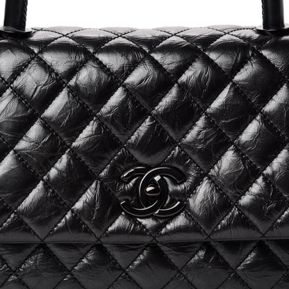 Chanel Aged Calfskin Quilted Small Coco Handle Flap So Black 11 of 11