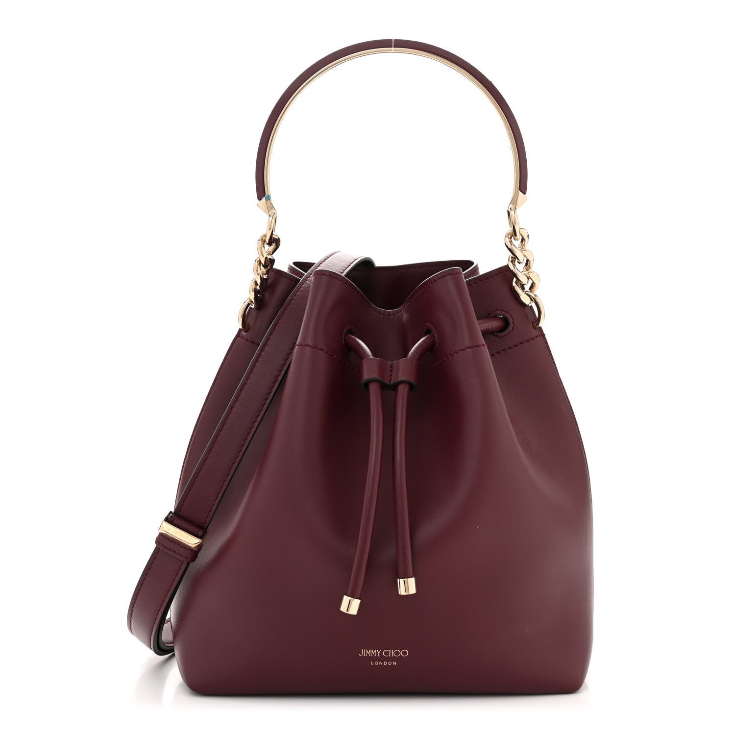 Jimmy Choo Calfskin Bon Bon Bucket Bag Burgundy 1 of 11