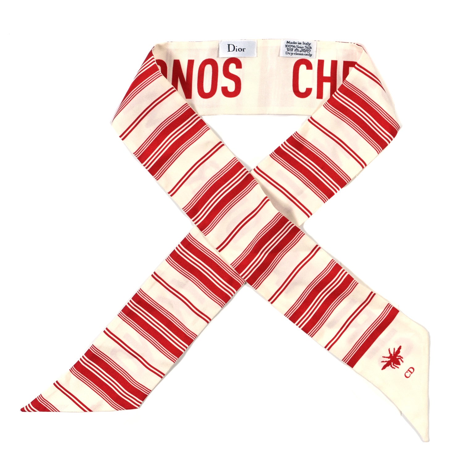 Christian Dior Silk Mykonos Scarf Ivory Red 1 of 3
