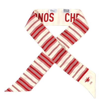 Christian Dior Silk Mykonos Scarf Ivory Red 1 of 3