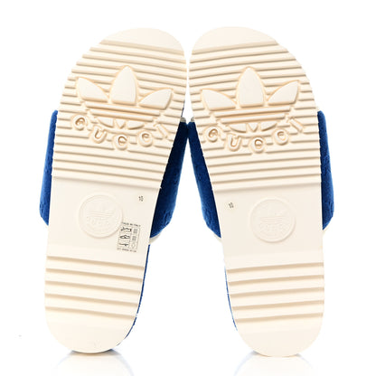 Gucci X ADIDAS Terry Cloth Trefoil GG Monogram Mens Platform Sandals 10 Oriental Blue Mystic White 5 of 7