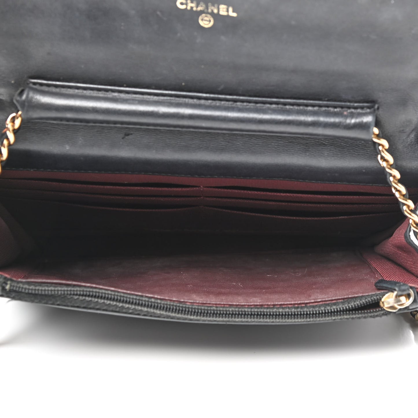 Lambskin Quilted Wallet On Chain WOC Black