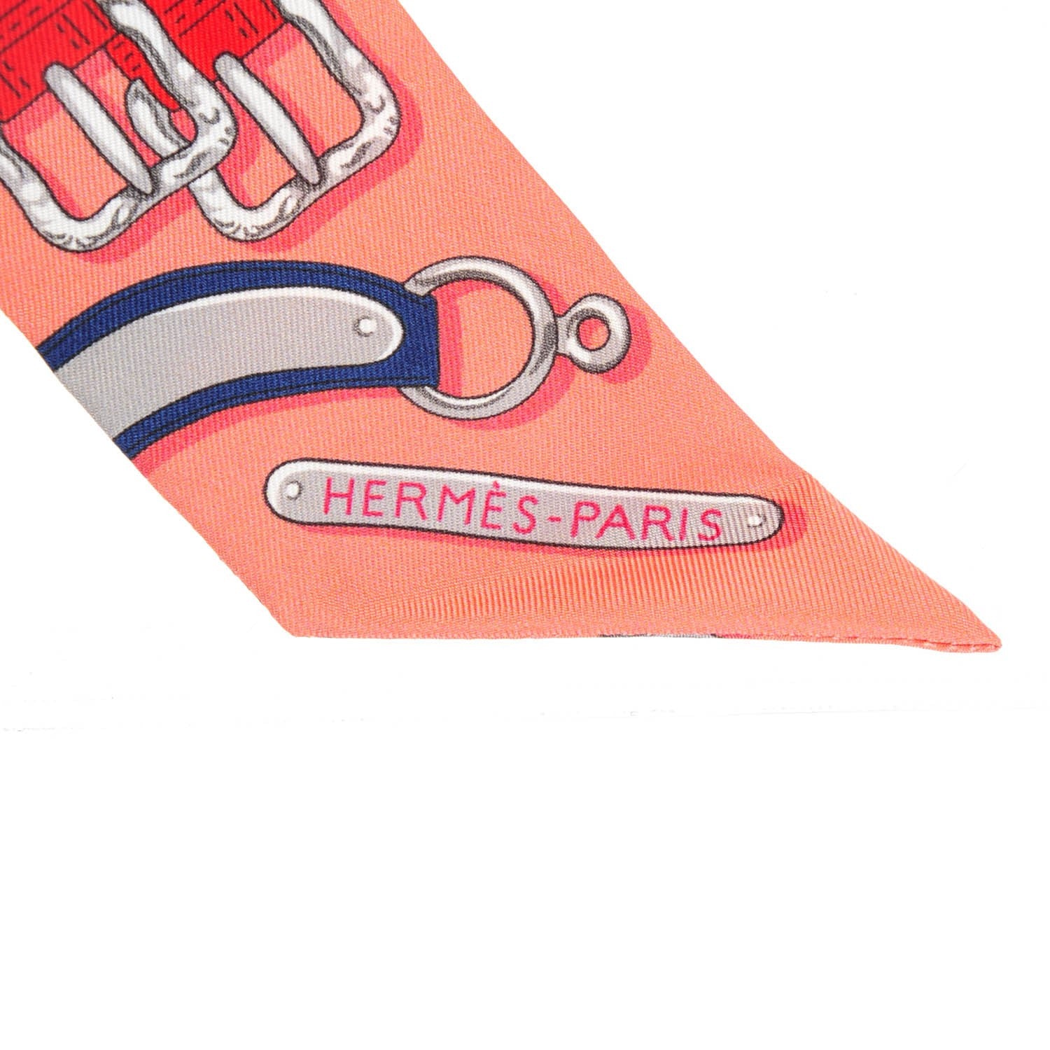 Hermes Silk Harnais Des Presidents Twilly Rose Poudre Bleu Vert 4 of 4
