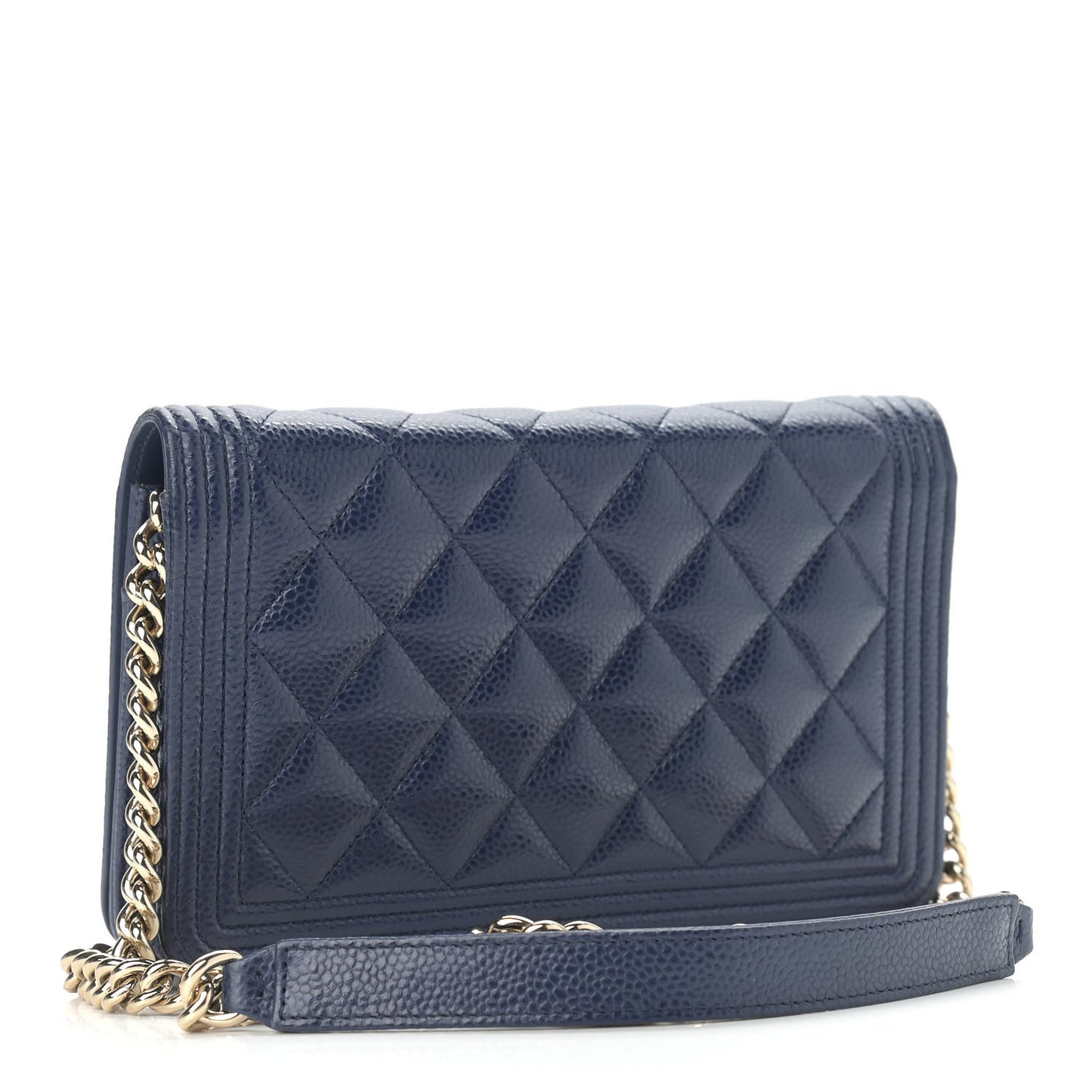 Caviar Quilted Boy Wallet On Chain WOC Navy