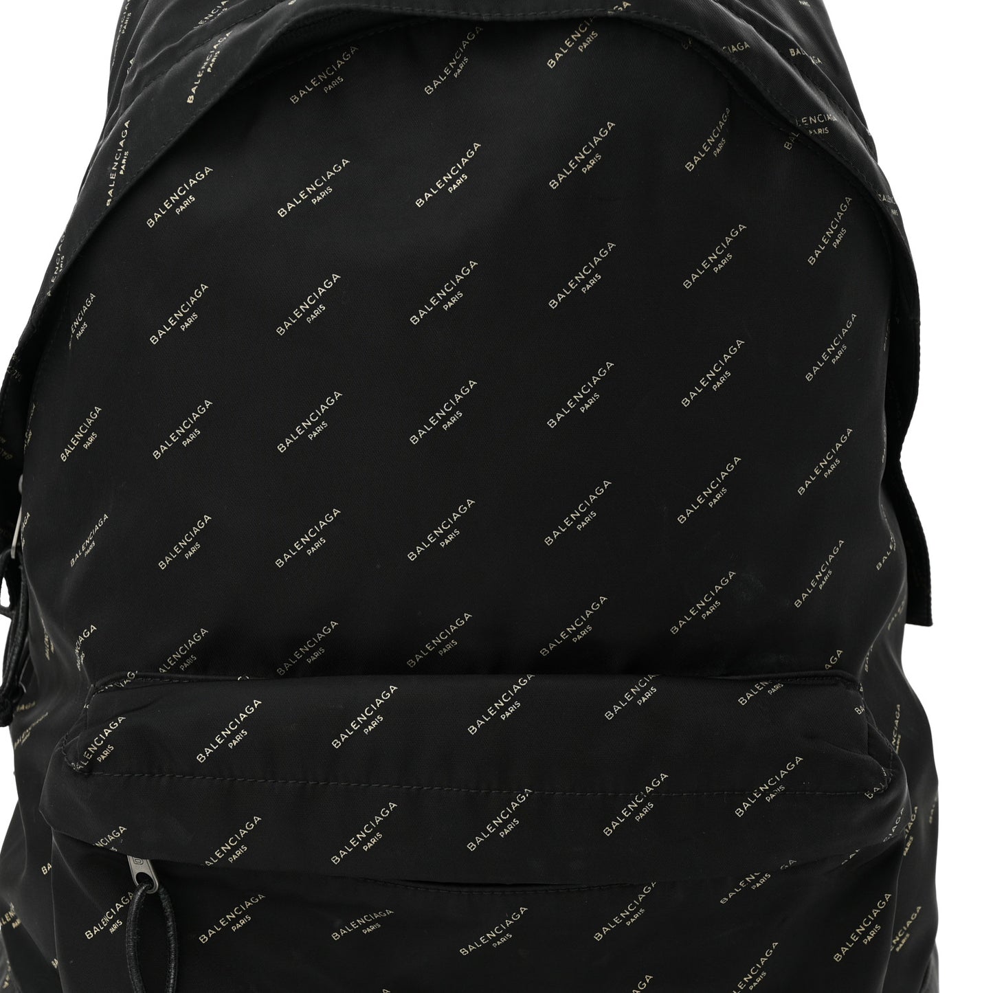 Twill Nylon Allover Logo Print Explorer Backpack Black Gold