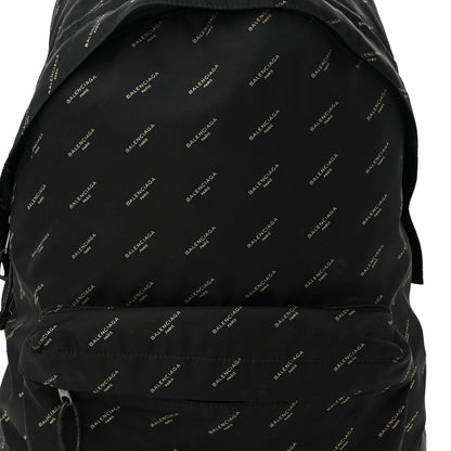 Balenciaga Twill Nylon Allover Logo Print Explorer Backpack Black Gold 8 of 11