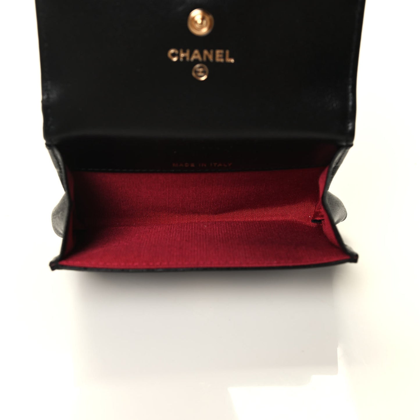Shiny Goatskin Quilted Chanel 19 Flap Card Holder Black