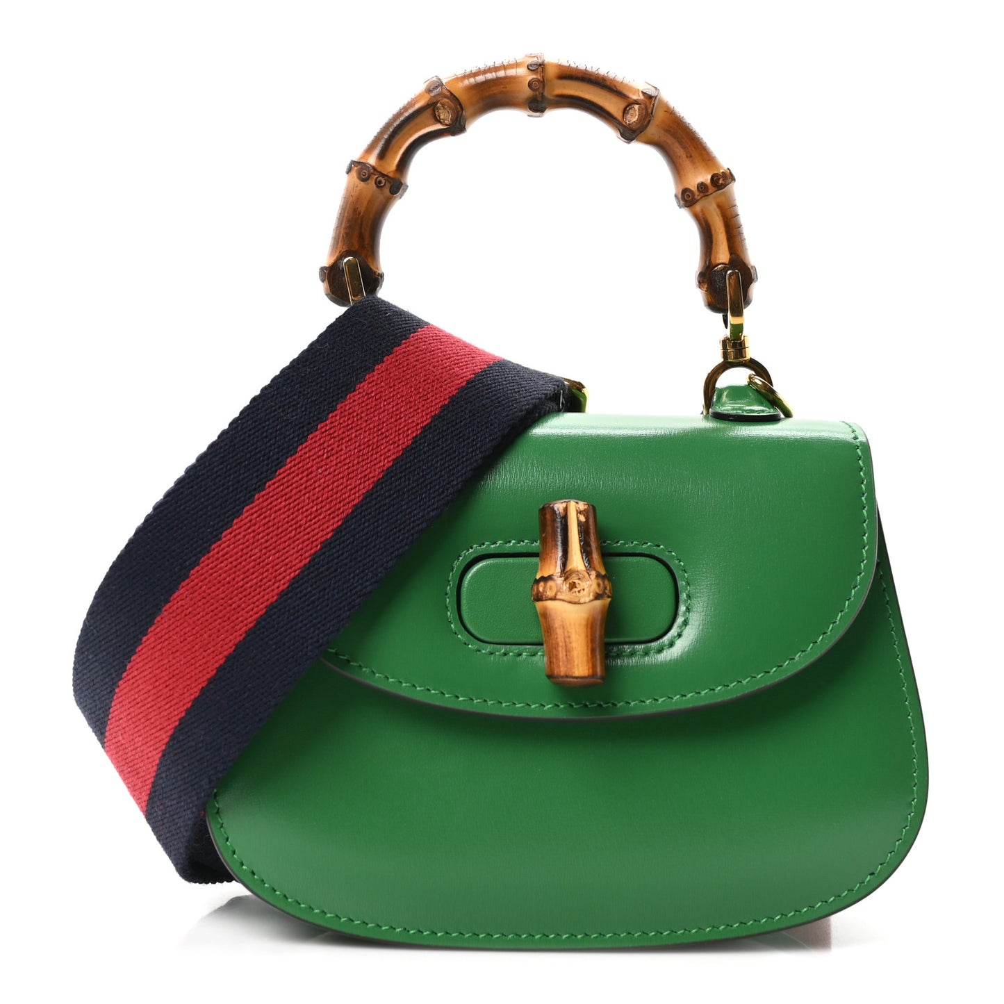 Boarded Dyana Lux Calfskin Mini Bamboo 1947 Top Handle Bag Spring Green
