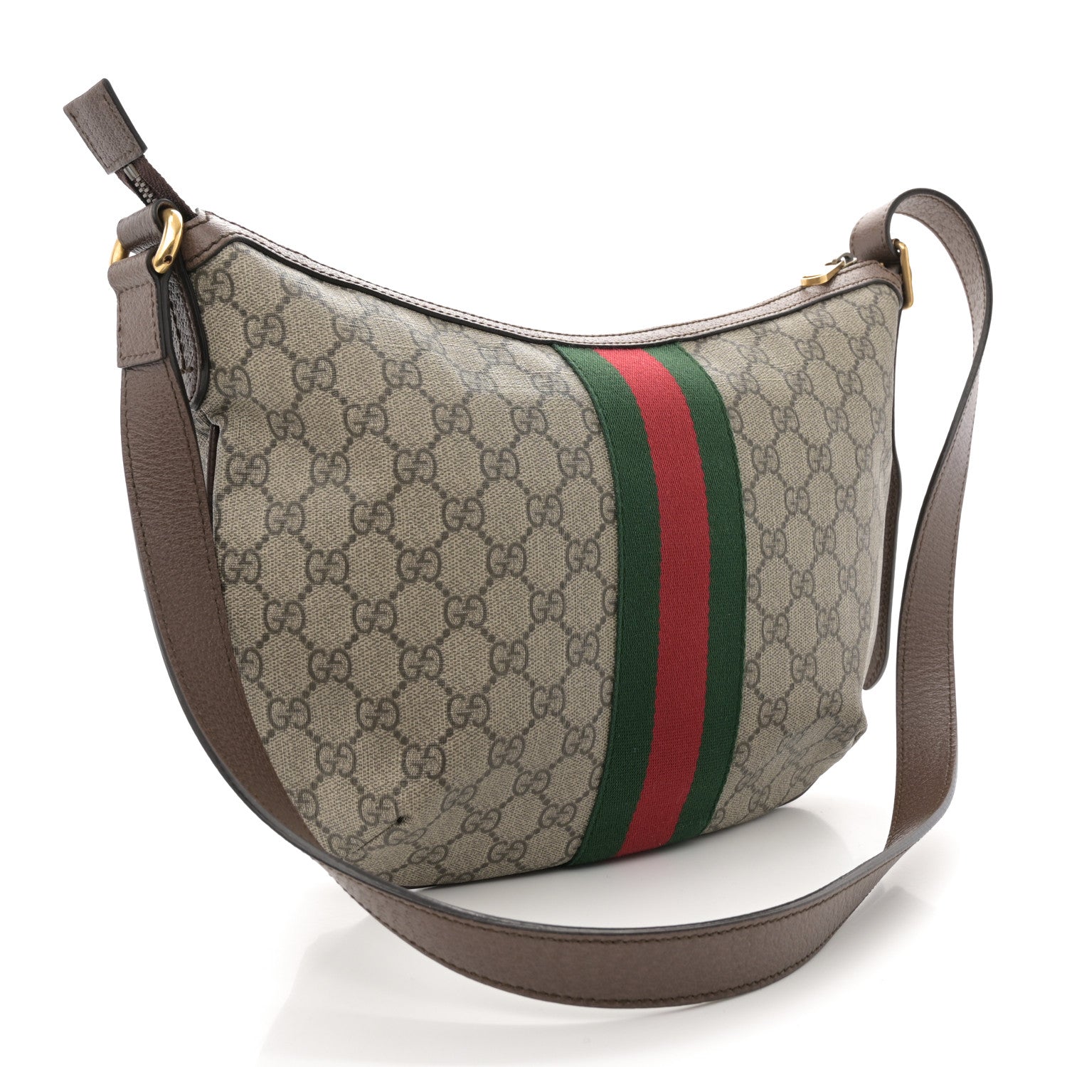 Gucci GG Supreme Monogram Web Small Ophidia Half Moon Hobo Brown 3 of 12