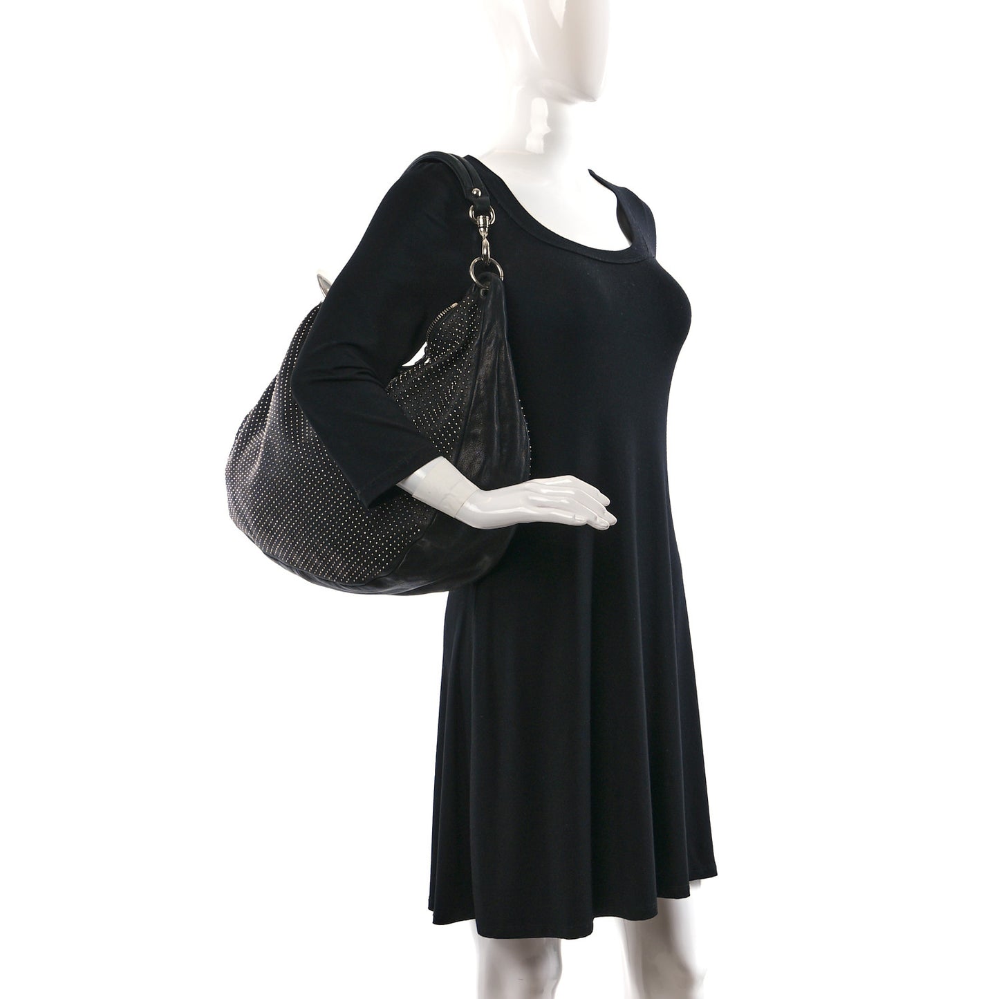 Deerskin Studded Solar Hobo Black