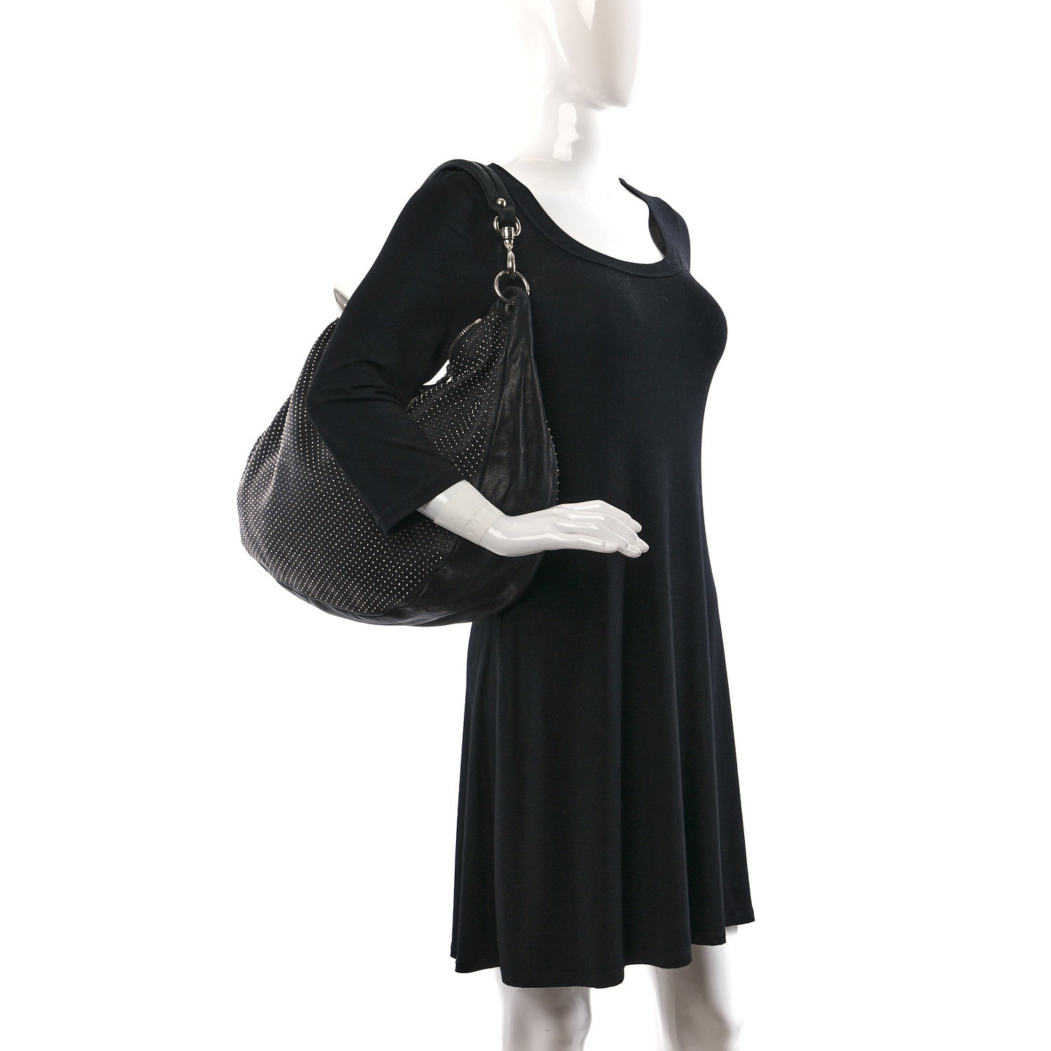 Jimmy Choo Deerskin Studded Solar Hobo Black 2 of 11