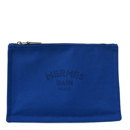 Hermes Toile Small Bain New Yachting Case Bleu Electrique 1 of 8